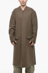 Rier Virgin Wool Coat With Hidden Buttoning In Brown