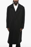 Rier Virgin Wool Loden Coat With Hidden Buttoning In Black