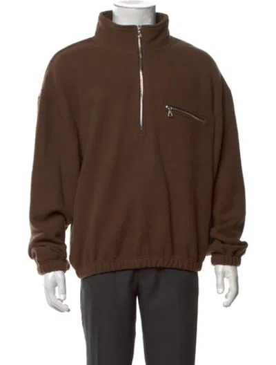 Pre-owned Rier Virgin Wool Mock Neck Pullover In Brown
