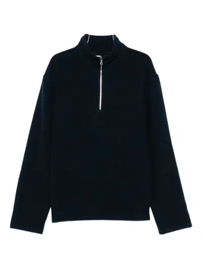 Rier Virgin Wool Zip-up Sweater In Blue