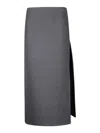 Rier Midi Wool Skirt With Side Slit In Grey