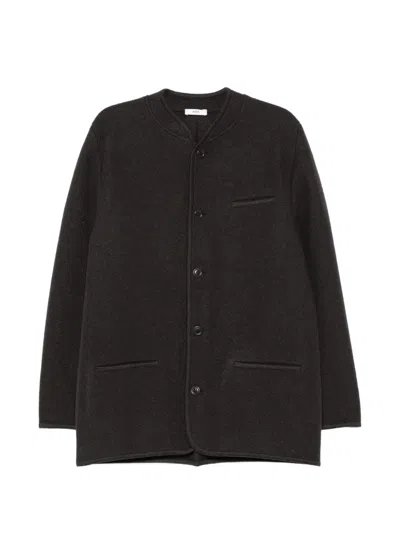 Rier Walker Felted Collarless Jacket In Grey