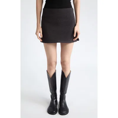 Rier Walker Felted Wool Miniskirt In Charbon Felted