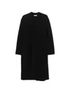 Rier Walker Fleece-texture Coat In Black