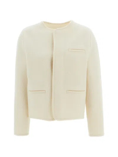 Rier Walker Fleece-texture Pocket-detail Jacket In Neutral