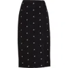 Rier Walker Floral Embroidered Wool Fleece Wrap Skirt In Black