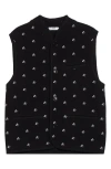 Rier Walker Floral Embroidered Wool Vest In Black