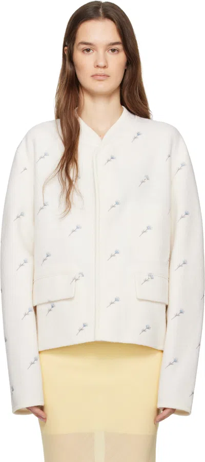 Rier White City Crop Flowers Walker Jacket