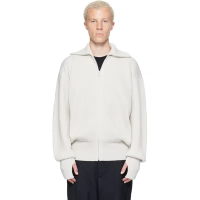 Rier White Utility Cardigan In White Knit