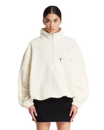 Rier White Wool Fleece Sweater In White Bianco   #ffffff