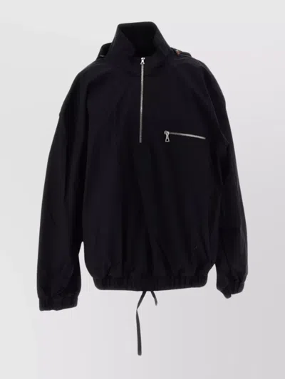 Rier Windbreaker With Drawstring Hem And High Collar In Black