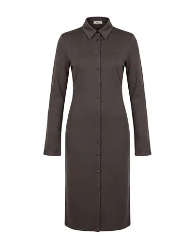 Rier Woman Midi Dress Grey Size S Virgin Wool In Brown