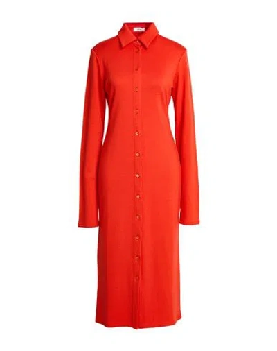 Rier Woman Midi Dress Tomato Red Size M Virgin Wool
