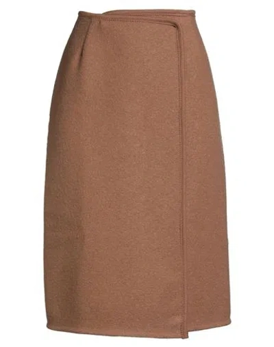 Rier Woman Midi Skirt Camel Size M Virgin Wool In Brown