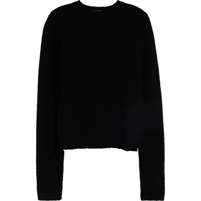 Rier Wool Bouclé Roundneck Sweater In Black