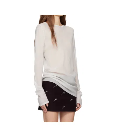 Rier Gray Wool Gauze Blouse In White