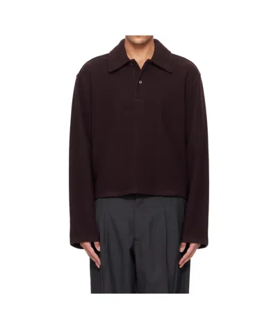 Rier Wool Collared Polo Shirt In Brown