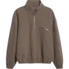 Rier Wool Fleece Half Zip Sweatshirt In Brown
