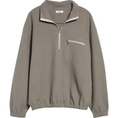Rier Wool Fleece Half Zip Sweatshirt In Gray
