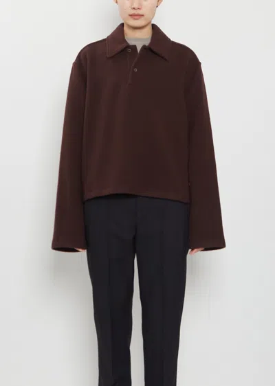 Rier Wool Fleece Polo In Brown
