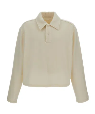 Rier Wool Fleece Polo Shirt In Brown