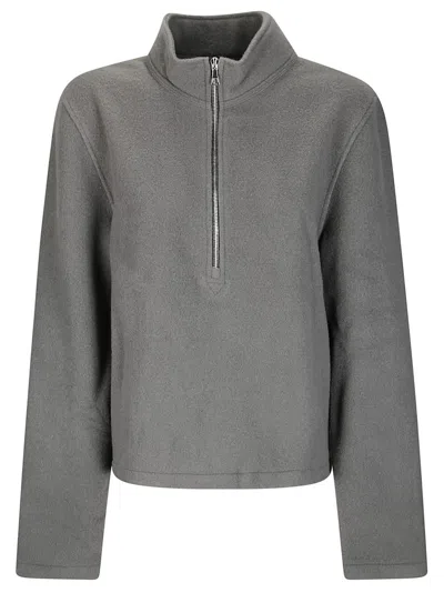 Rier Wool Fleece Sweatshirt With High Collar In Gray
