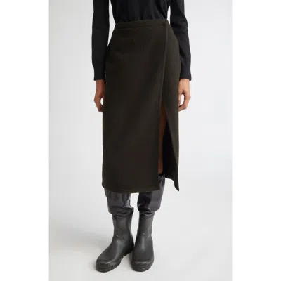 Rier Wool Fleece Wrap Skirt In Black