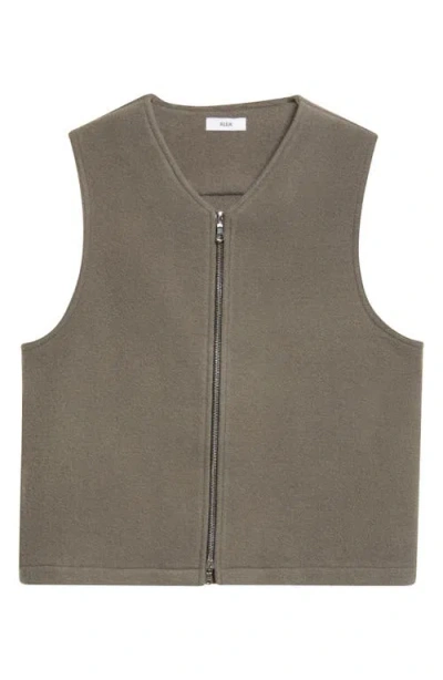 Rier Wool Fleece Zip Vest In Brown