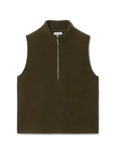 Rier Wool Half-zip Gilet In Brown