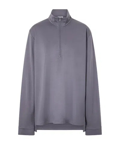Rier Polar Jogging Virgin Wool Half-zip Sweatshirt In Gray