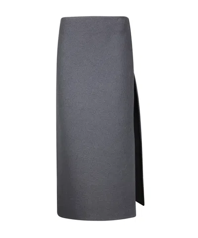 Rier Wool Midi Skirt In Gray