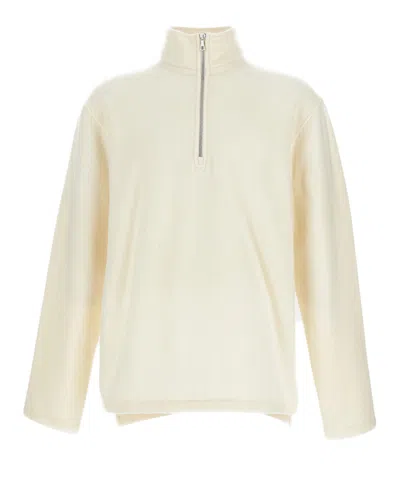 Rier Wool Turtleneck Sweatshirt With Half-zip Closure In Neutral