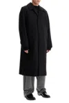 Rier Virgin Wool Loden Coat With Hidden Buttoning In Black