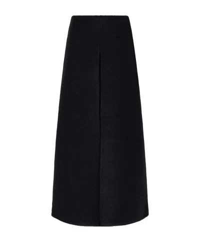 Rier Walker Felted Wool-fleece Wrap Midi Skirt In Black