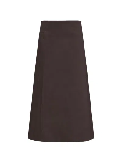 Rier Wrap-design Midi Skirt In Brown