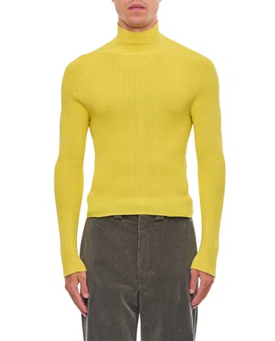 RIER RIER YELLOW RIBBED TURTLENECK
