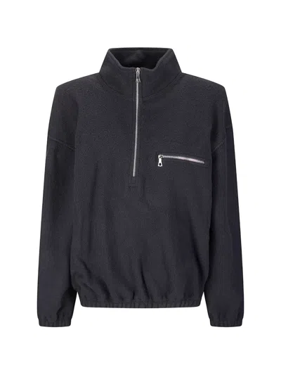 Rier Zip-pocket Fleece Sweatshirt In Blue