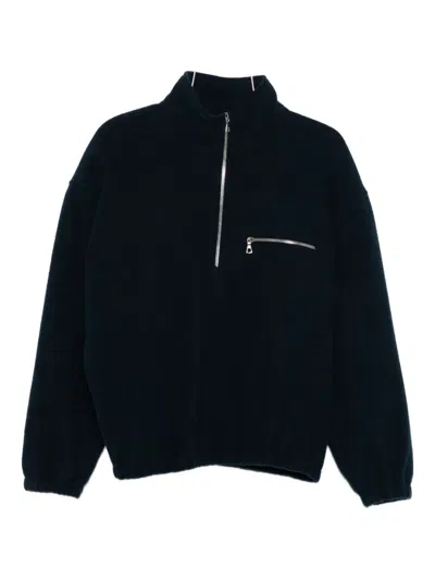 Rier Zip-pocket Wool Sweater In Blue