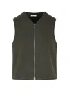 Rier Zip-up Wool Vest In Green