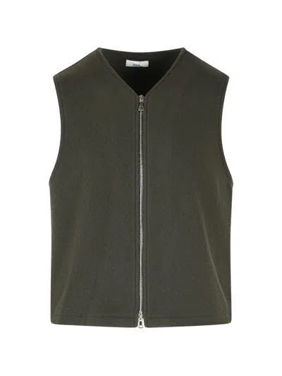 Rier Zip-up Wool Vest In Green