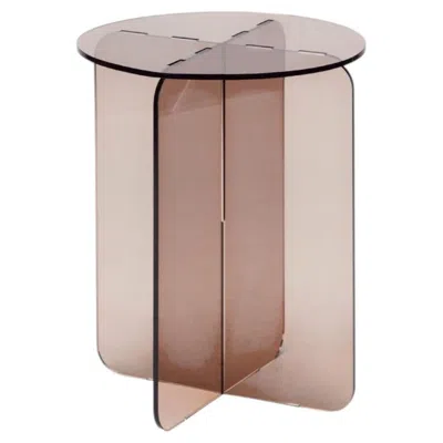 Pre-owned Ries Roma Round Caramel, Contemporary Design Side Table, Made In Argentina In Brown