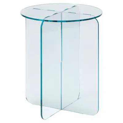 Pre-owned Ries Roma Round Clear, Contemporary Design Side Table, Made In Argentina In Gray