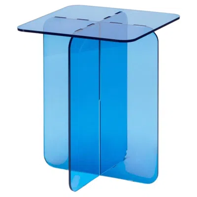 Pre-owned Ries Roma Square Blue, Modern Architectural Design Side Table, Made In Argentina