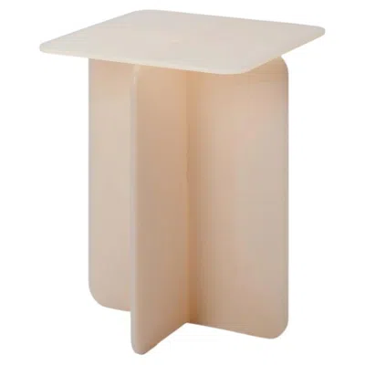 Pre-owned Ries Roma Square Vainilla, Modern Architectural Design Side Table, Made In Argentina In Beige