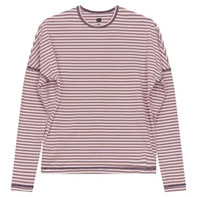 Riff Striped Contrast Stitch Drop Shoulder Long Sleeve Top In Burgundy