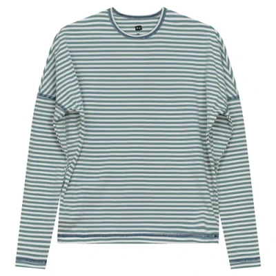 Riff Striped Contrast Stitch Drop Shoulder Long Sleeve Top In Green