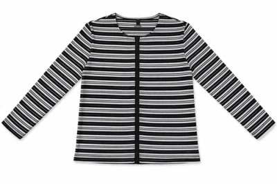 Riff Zip Striped Long Sleeve Crewneck Top In Multi