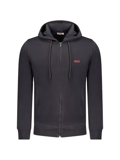 Rifle Logo-print Zip-up Hoodie In Black