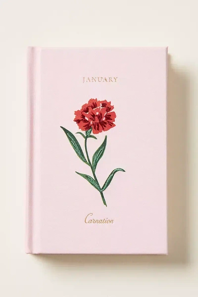 Rifle Paper Co Birth Month Embroidered Mini Hardcover Journal In Pink