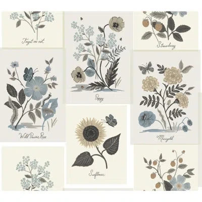Rifle Paper Co Botanical Prints  27" L X 27" W Smooth Wallpaper Roll In Beige,black